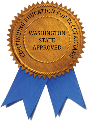 A washington state approved seal with a blue ribbon
